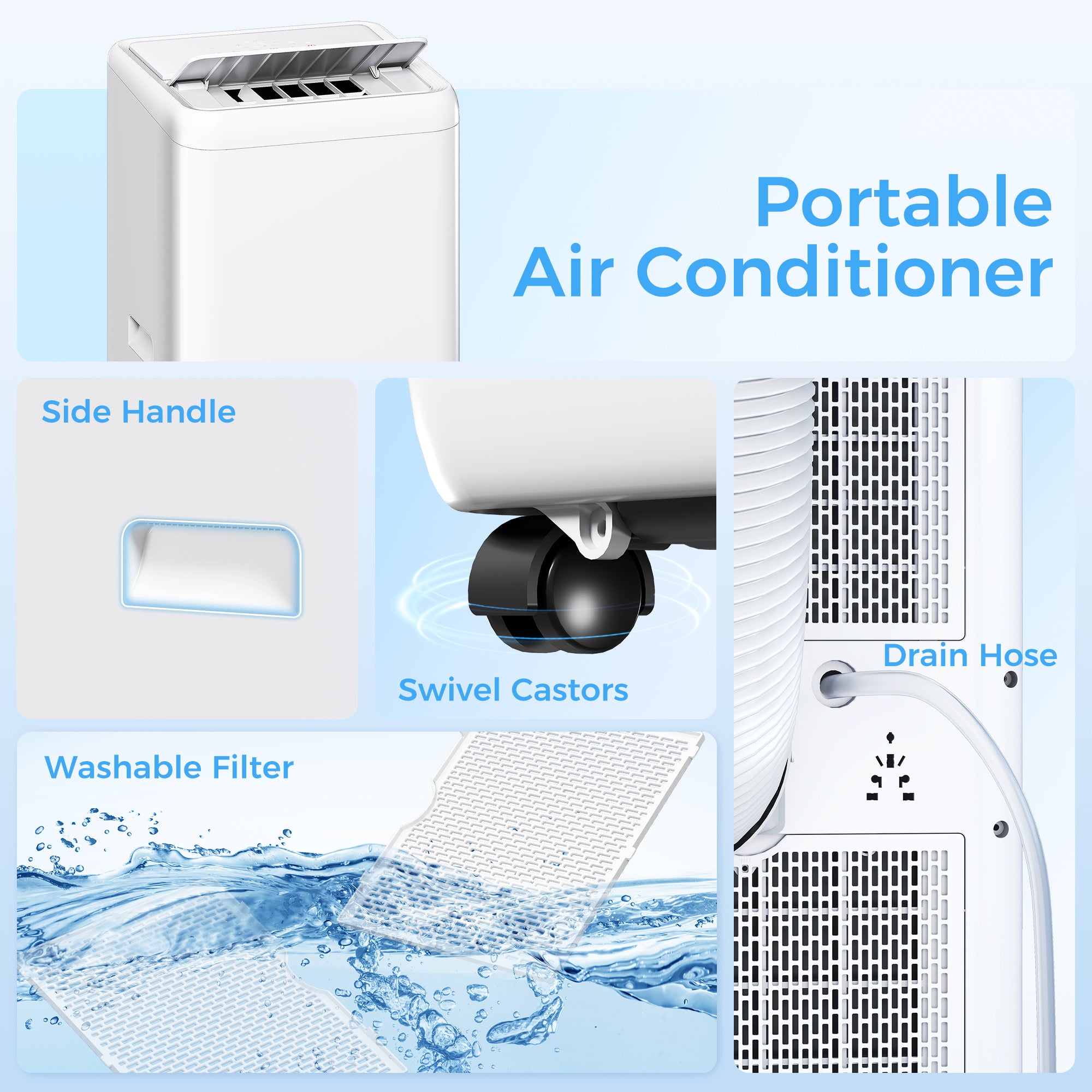HOMCOM 12,000 BTU 5-in-1 Mobile Air Conditioner, 35m² Radius - White